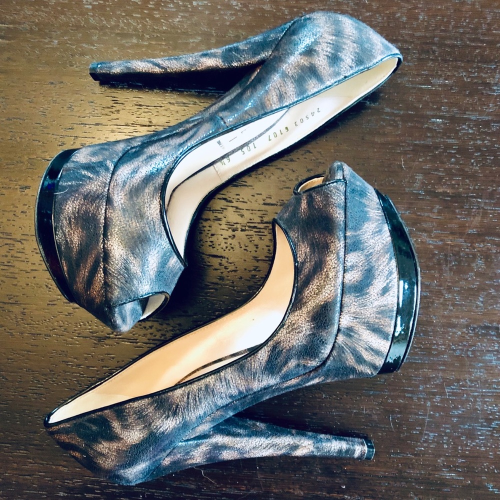 Casadei Triple Platform Peep Toe Pumps